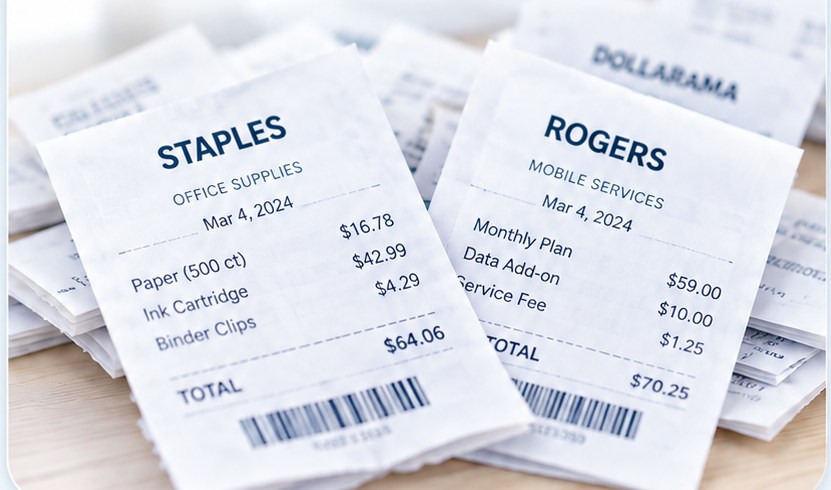 Receipts being compared